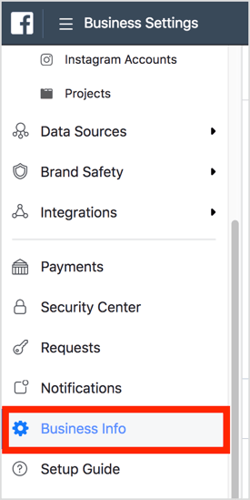 Open Business Settings and select Business Info to find your business ID.