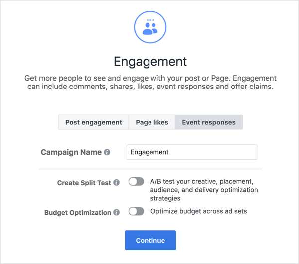 Run engagement ads in the form of Event Responses. 
