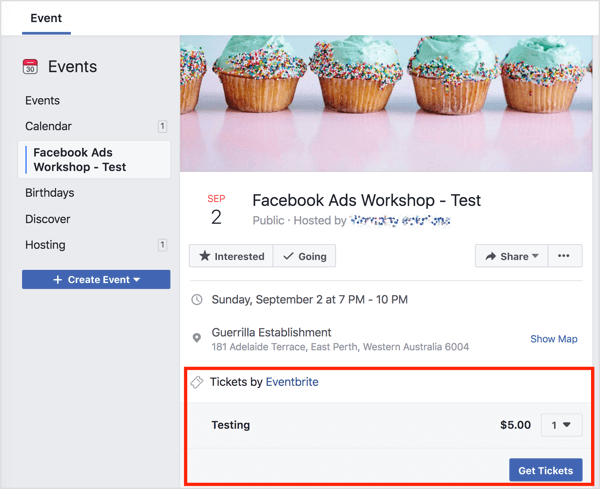 This is what the Facebook event page will look like to you as an admin.