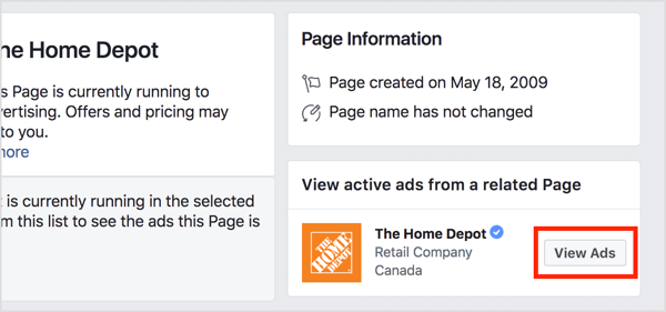 Click the View Ads button to see more ads from pages related to the business.