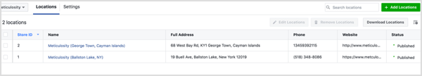 On the Locations tab of your Business Locations dashboard, you can view all of your location pages.