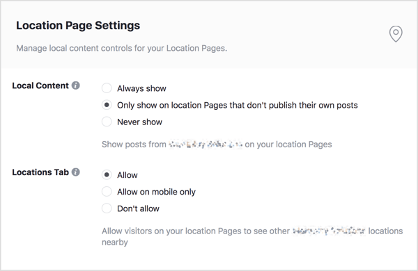 Edit which posts from your brand page are displayed on your location pages.