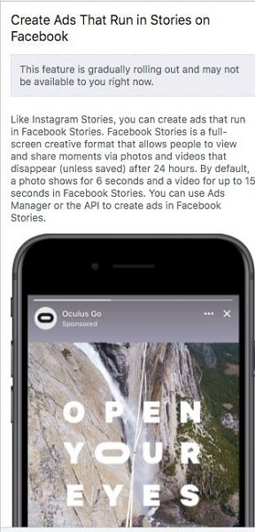 Facebook Stories ads are gradually rolling out to more users.