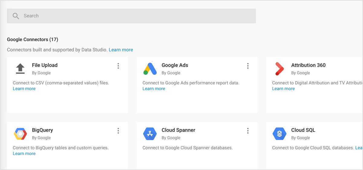 Google data Studio. Google no connection file.