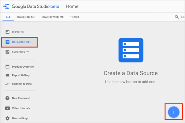 Open the Data Sources tab and click the + button on the right.
