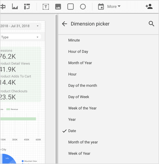 Select the dimension you want to report on from the Dimension Picker.