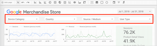 Filter controls let users refine the data in the report.