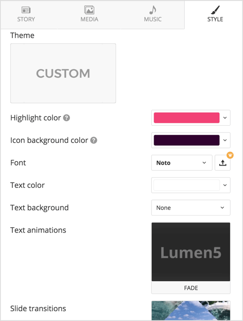 Customize the stye of your slides on the Style tab.