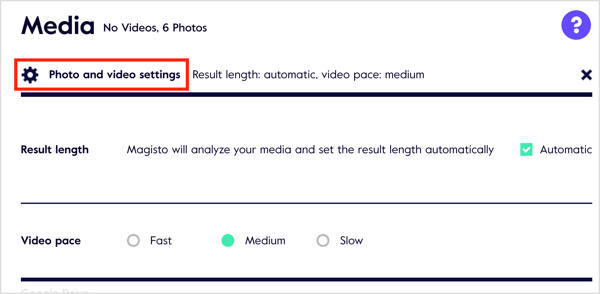 Click the Photo and Video Settings link to customize settings.