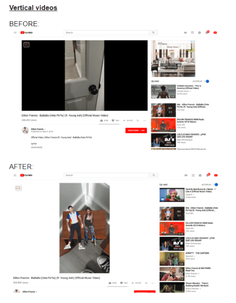 YouTube updated the way vertical videos are viewed on the desktop.