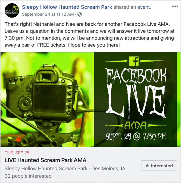 Facebook event post promoting AMA.