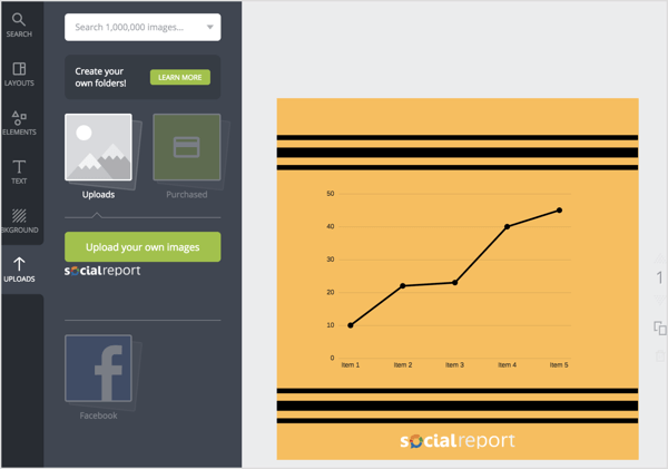 Open the On the Uploads tab in Canva, click the green Upload Your Own Images button.