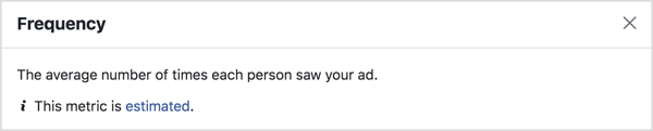 Facebook ads Frequency metric.