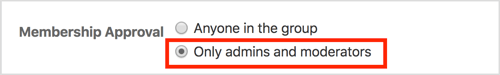 In the Membership Approval setting, make sure Only Admins and Moderators is selected.