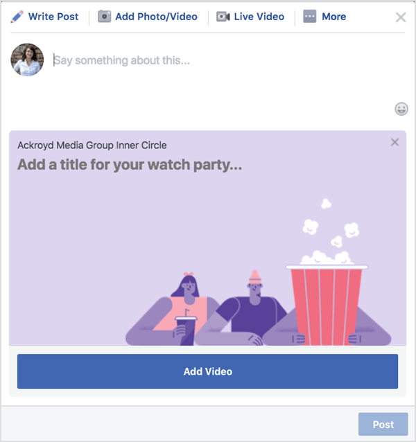 Give your Facebook watch party a title and description.