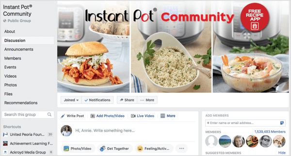 Instant Pot Community Facebook group of more than a million members.