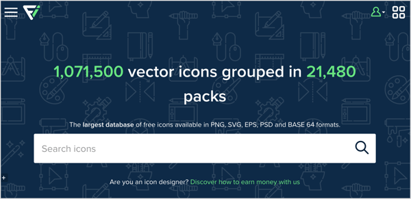 Flaticon has a searchable library of hundreds of thousands of icons