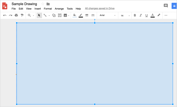 Use the rectangular shape tool to draw a rectangle that covers the whole Google Drawings canvas. 