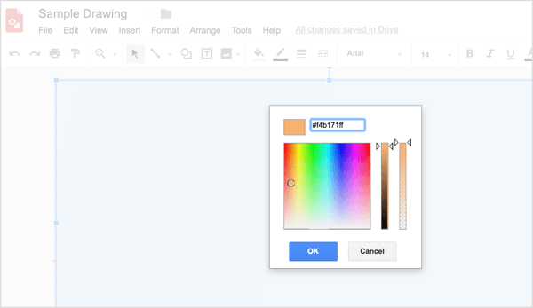 Paste the color code into the appropriate box.