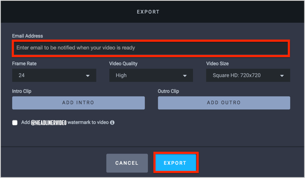 Type in an email address to export your audiogram.