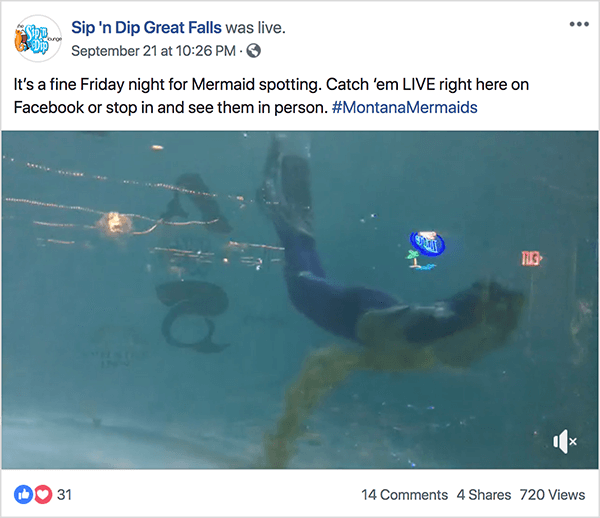 This is a screenshot of a live video of the mermaid show at the Sip ‘n Dip Lounge. Jay Baer says the mermaid show is an example of a talk trigger.