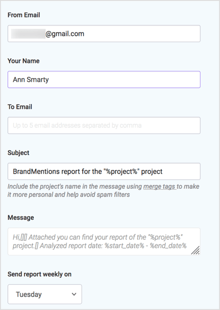 Generate a weekly report with BrandMentions.