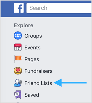 Go to your news feed page and click on Friend Lists under Explore.