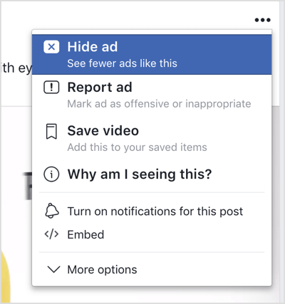 Hide ad on Facebook.