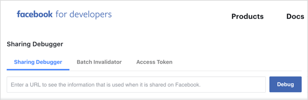 Verwenden Sie das Debugger-Tool, um sicherzustellen, dass Facebook das richtige Vorschau-Bild für den Facebook-Link abruft.