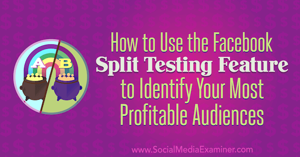 How to Use the Facebook Split Testing Feature to Identify Your Most Profitable Audiences by Charlie Lawrance on Social Media Examiner.