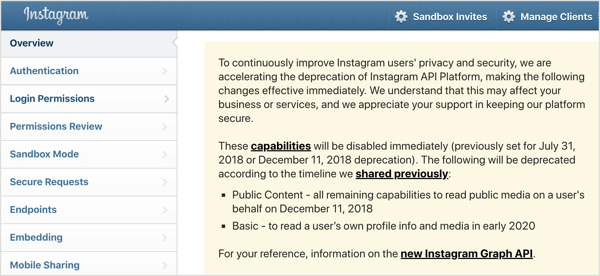 Instagram has introduced some API changes earlier than expected.