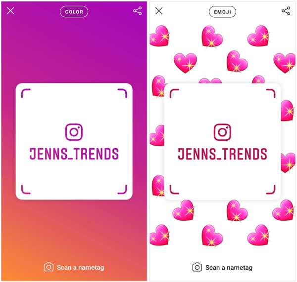 Tap on the screen background to customize your Instagram hashtag.