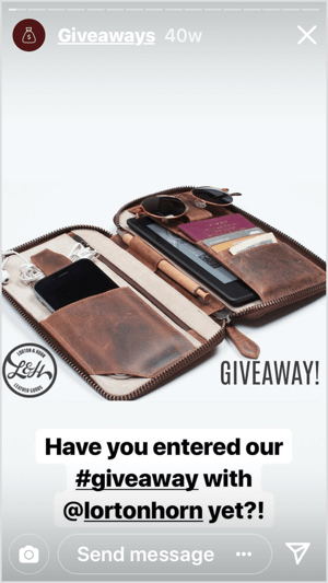 Gentleman's Box promotes a co-branded giveaway on Instagram Stories.