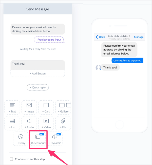 Add a user input in your ManyChat flow.