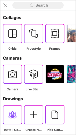 Create a collage, make a drawing, select a background, search for free images, or take a photo with PicsArt.