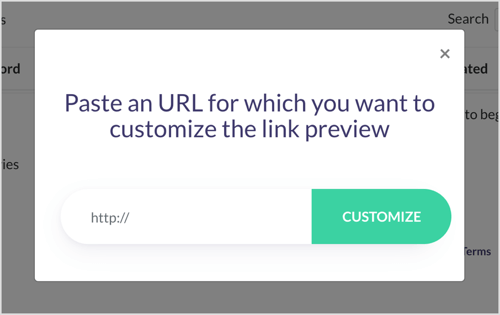 Paste in the URL for your blog post or landing page in ShareKit. 