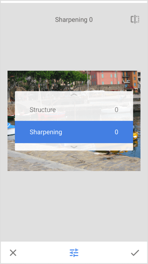 Adjust the sharpness and structure of your image in Snapseed.