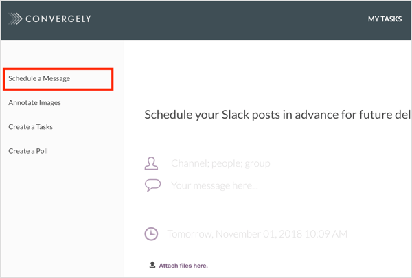 Schedule a Slack message with Convergely.