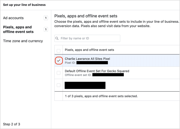 Choose the Facebook pixel associated with your ad account when setting up the Facebook attribution tool..