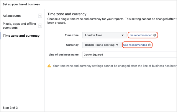 Choose your time zone and currency when setting up the Facebook attribution tool.