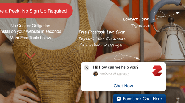 Zotabox facebook live chat example