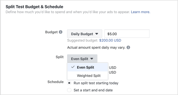 Choose Even Split from the Split drop-down list.