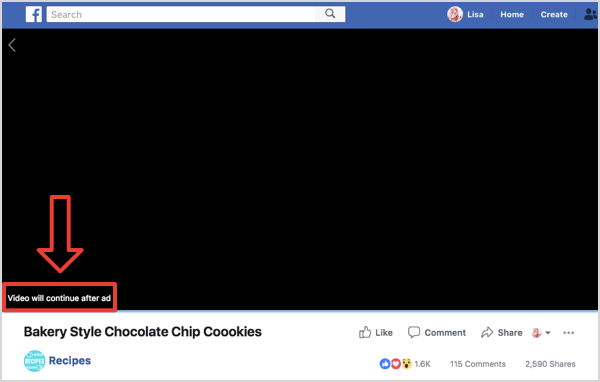Facebook Watch ad break.
