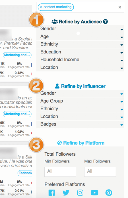 hypr search refine audience influencer platform options