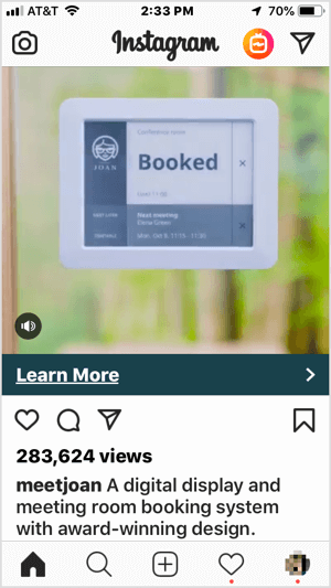 example of sponsored Instagram video