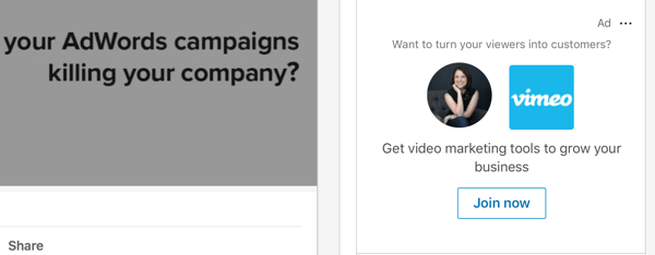 Sample of a LinkedIn Dynamic Content ad.