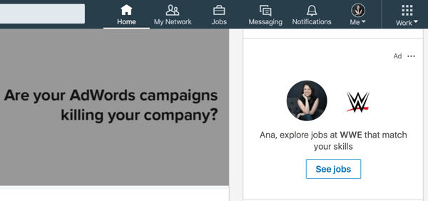 Example of targeted LinkedIn dynamic ad.