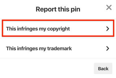pinterest report pin this infringes my copyright