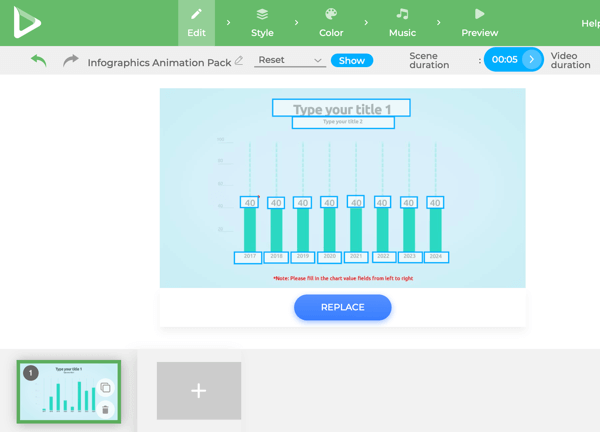 Customize the scene of your Renderforest infographic video.