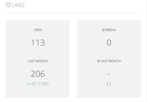 Example of the monthly data report and stats of a Squarelovin account.